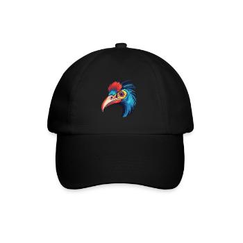 Cassowary Colorful Watercolor Cartoon Kawaii Anima - Baseball Cap - black/black - Front