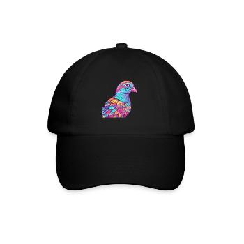 Taube buntes Aquarell Cartoon Kawaii Tier - Baseballkappe - Schwarz/Schwarz - Vorne