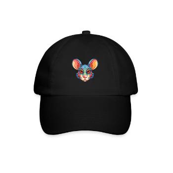 Maus buntes Aquarell Cartoon Kawaii Tier - Baseballkappe - Schwarz/Schwarz - Vorne