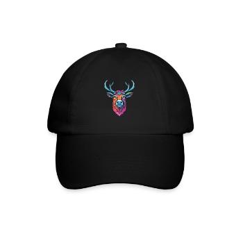 Karibu buntes Aquarell Cartoon Kawaii Tier - Baseballkappe - Schwarz/Schwarz - Vorne