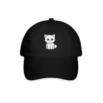 Katze niedliche Karikatur Kawaii Aquarell Tier Haustier - Baseballkappe - Schwarz/Schwarz - Vorne