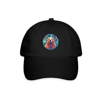 Ours vitrail coloré dessin animé Kawaii Animal - Casquette classique - noir/noir - Devant
