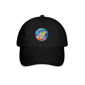 Grenouille vitrail coloré dessin animé Kawaii Animal - Casquette classique - noir/noir - Devant