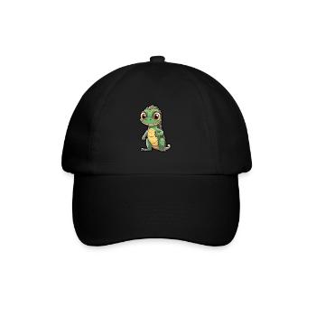 Iguana Cute Cartoon Kawaii Watercolor Animal Pet - Baseball Cap - black/black - Front