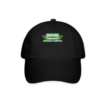 Camping Wanderer Camper Wanderlust Statement - Baseballkappe - Schwarz/Schwarz - Vorne