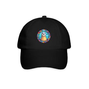 Seal Stained Glass Colorful Cartoon Kawaii Animal - Baseball Cap - black/black - Front