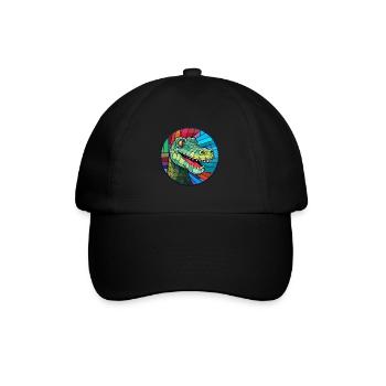 Crocodile vitrail coloré dessin animé Kawaii An - Casquette classique - noir/noir - Devant