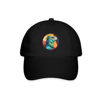 Leguan Buntglas Bunte Karikatur Kawaii Anima - Baseballkappe - Schwarz/Schwarz - Vorne