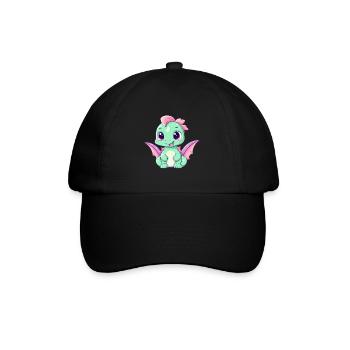 Drache Niedlich Glücklich Kawaii Cartoon Clipart Tier - Baseballkappe - Schwarz/Schwarz - Vorne