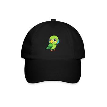 Papagei Niedlich Glücklich Kawaii Cartoon Clipart Tier - Baseballkappe - Schwarz/Schwarz - Vorne