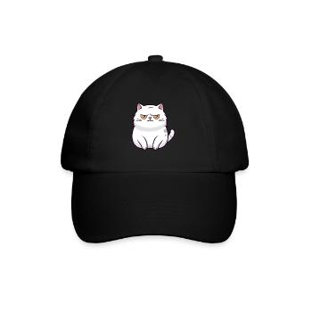 Katze niedlich glücklich kawaii cartoon clipart tier - Baseballkappe - Schwarz/Schwarz - Vorne