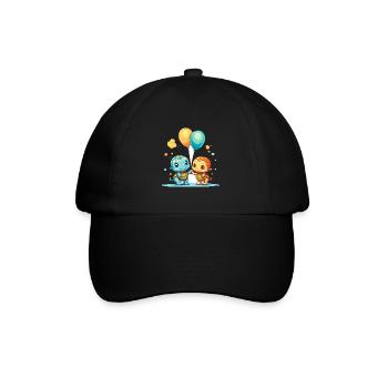 Turtles Kawaii Cartoon Pet Playing With Balloons - Baseball Cap - black/black - Front