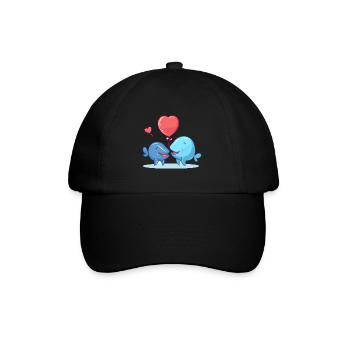 Wale Kawaii Cartoon Haustier spielt mit Luftballons - Baseballkappe - Schwarz/Schwarz - Vorne