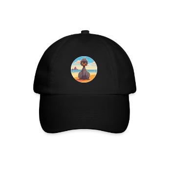 Emu Cartoon Yoga Beach Summer Illustration - Baseball Cap - black/black - Front