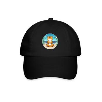 Tiger Cartoon Yoga Strand Sommer Illustration - Baseballkappe - Schwarz/Schwarz - Vorne
