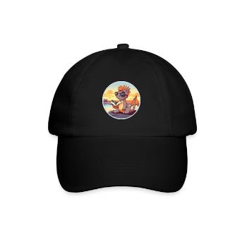 Drache Niedlicher lustiger Cartoon Kawaii Buchstrand - Baseballkappe - Schwarz/Schwarz - Vorne