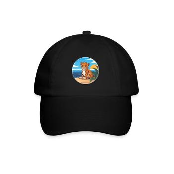 Amur Leopard Watercolor Cartoon Kawaii Clipart Pet - Baseball Cap - black/black - Front