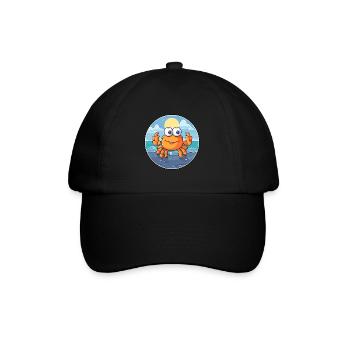 Crab Watercolor Cartoon Kawaii Clipart Animal - Baseball Cap - black/black - Front