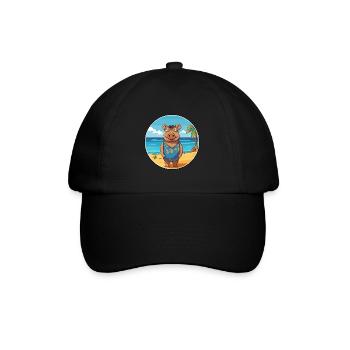 Boar Watercolor Cartoon Kawaii Clipart Animal - Baseball Cap - black/black - Front