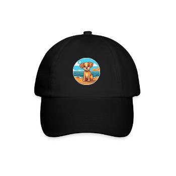 Chien aquarelle dessin animé Kawaii Clipart Animal - Casquette classique - noir/noir - Devant