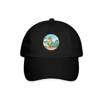 Iguana Watercolor Cartoon Kawaii Clipart Animal - Baseball Cap - black/black - Front