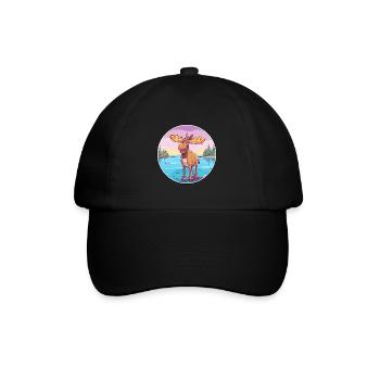 Moose Watercolor Cartoon Kawaii Clipart Animal - Baseball Cap - black/black - Front