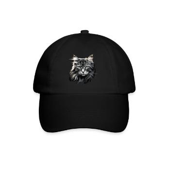 Longhair Cat Cat White Maine Coone Forest Cat - Baseball Cap - black/black - Front