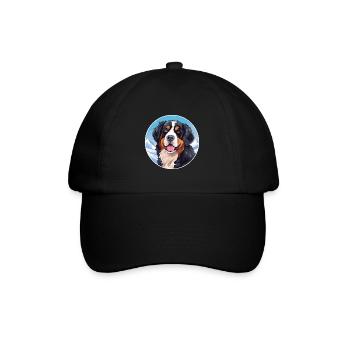 Bernese Mountain Dog Breed Cartoon Kawaii Watercol - Baseball Cap - black/black - Front