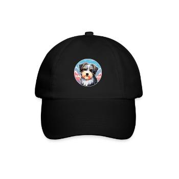 Biewer Terrier Dog Breed Cartoon Kawaii Watercolor - Baseball Cap - black/black - Front