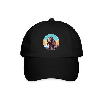 Field Spaniel Hunderasse Cartoon Kawaii Aquarell - Baseballkappe - Schwarz/Schwarz - Vorne