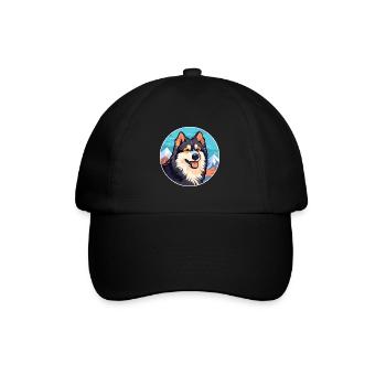 Finnish Lapphund Dog Breed Cartoon Kawaii Watercol - Baseball Cap - black/black - Front