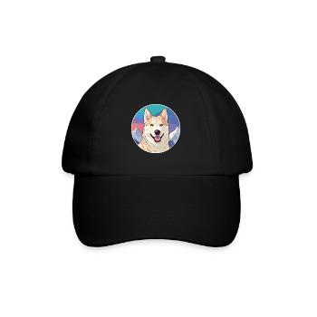 Jindo Hunderasse Karikatur Kawaii Aquarell - Baseballkappe - Schwarz/Schwarz - Vorne