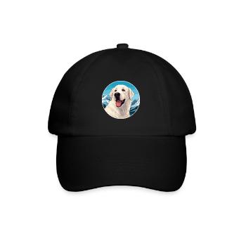 Hungarian Kuvasz Dog Breed Cartoon Kawaii Watercol - Baseball Cap - black/black - Front