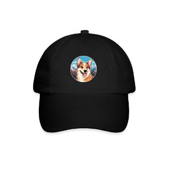 Kai Ken chien race dessin animé Kawaii aquarelle - Casquette classique - noir/noir - Devant