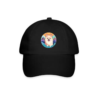 Spitz nordique chien race Cartoon Kawaii aquarelle - Casquette classique - noir/noir - Devant