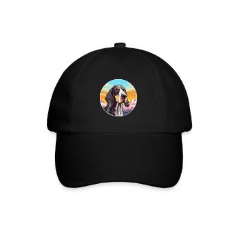 Russian Harlequin Hound Dog Breed Cartoon Kawaii W - Baseball Cap - black/black - Front