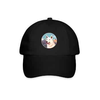 Chien de berger blanc race Cartoon Kawaii aquarelle - Casquette classique - noir/noir - Devant