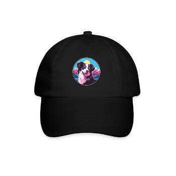 Border Collie Hunderasse Cartoon Kawaii Aquarell - Baseballkappe - Schwarz/Schwarz - Vorne