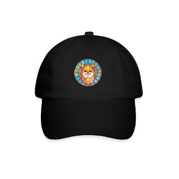 Pommersche Spitze Hunderasse Buntglas Bunt - Baseballkappe - Schwarz/Schwarz - Vorne