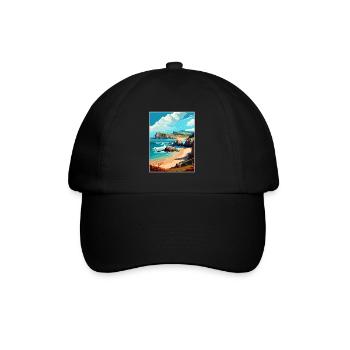 Cantabrie Espagne Vintage voyage affiche WPA Souvenir - Casquette classique - noir/noir - Devant