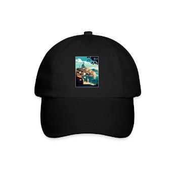 Sibenik Kroatien Vintage Reiseposter WPA Souvenir - Baseballkappe - Schwarz/Schwarz - Vorne