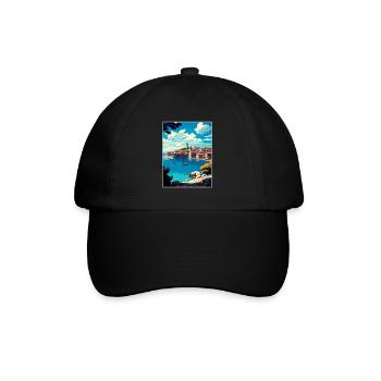 Primosten Kroatien Vintage Reiseposter Souvenir - Baseballkappe - Schwarz/Schwarz - Vorne