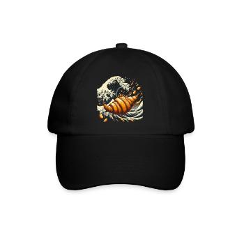 Französische Croissant Kunst - Lustiges Geschenk - Baseballkappe - Schwarz/Schwarz - Vorne