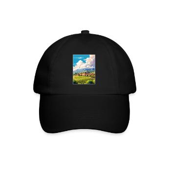 Provence Frankreich Vintage Reiseposter WPA Souvenir - Baseballkappe - Schwarz/Schwarz - Vorne