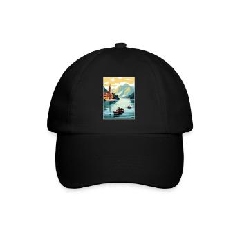 Lake Como Italy Decoration Vintage Travel Poster - Baseball Cap - black/black - Front