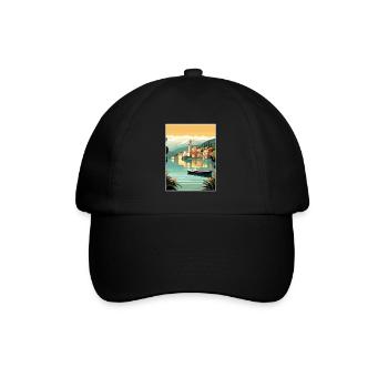 Lake Como Italy Decoration Vintage Travel Poster - Baseball Cap - black/black - Front