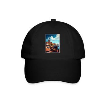 Ustka Poland Vintage Travel Poster WPA Souvenir - Baseball Cap - black/black - Front