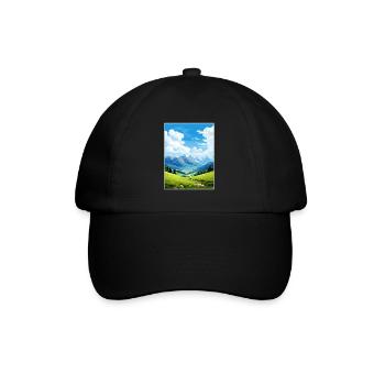 Reiseplakat des Pyrenäen-Nationalparks in Frankreich - Baseballkappe - Schwarz/Schwarz - Vorne