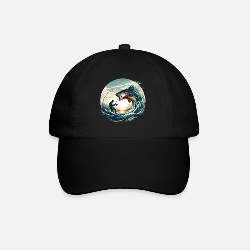 Angeln Angler Dynamik Geschenk - Baseballkappe - Schwarz/Schwarz