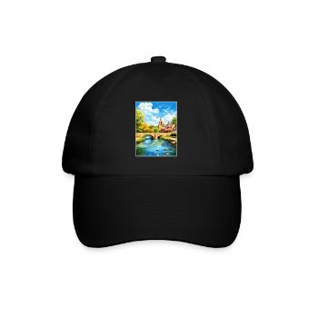Bourton On The Water England Vintage Travel Poster - Baseball Cap - black/black - Front